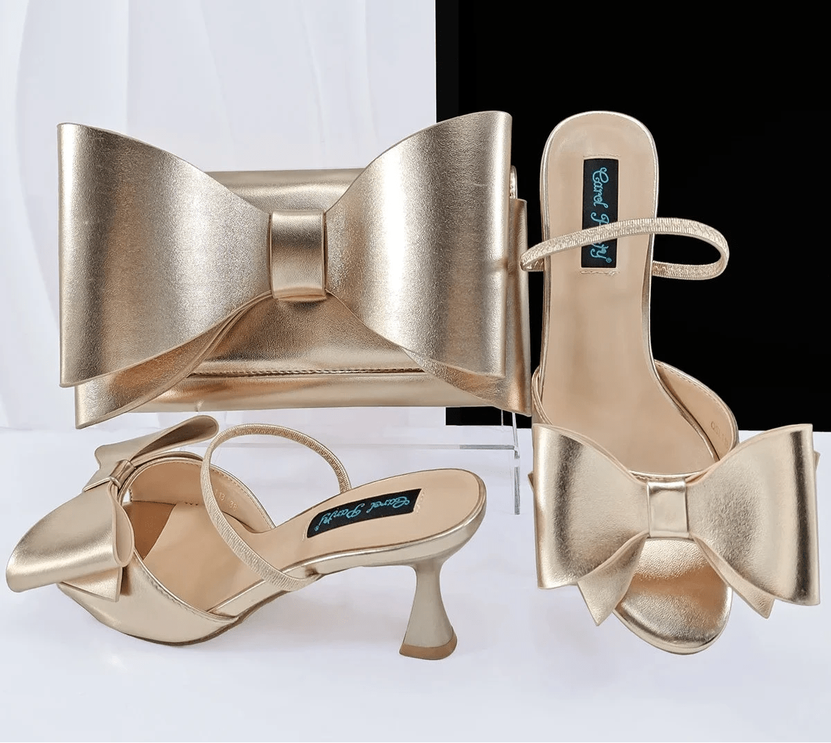 2025 Pointed Toe Heels & Bag Set – Wedding Party Pumps - Champagne - Women - Shoes - Milvertons