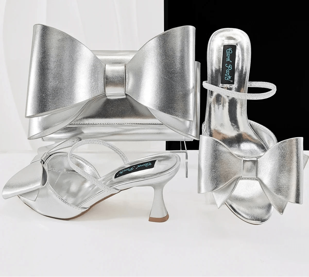 2025 Pointed Toe Heels & Bag Set – Wedding Party Pumps - Silver - Women - Shoes - Milvertons