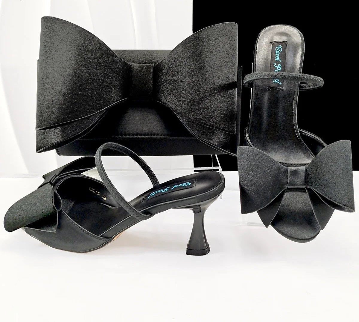 2025 Pointed Toe Heels & Bag Set – Wedding Party Pumps - Black - Women - Shoes - Milvertons