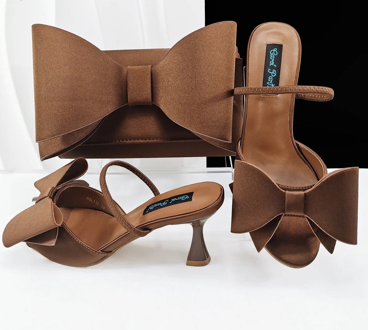2025 Pointed Toe Heels & Bag Set – Wedding Party Pumps - Coffee - Women - Shoes - Milvertons