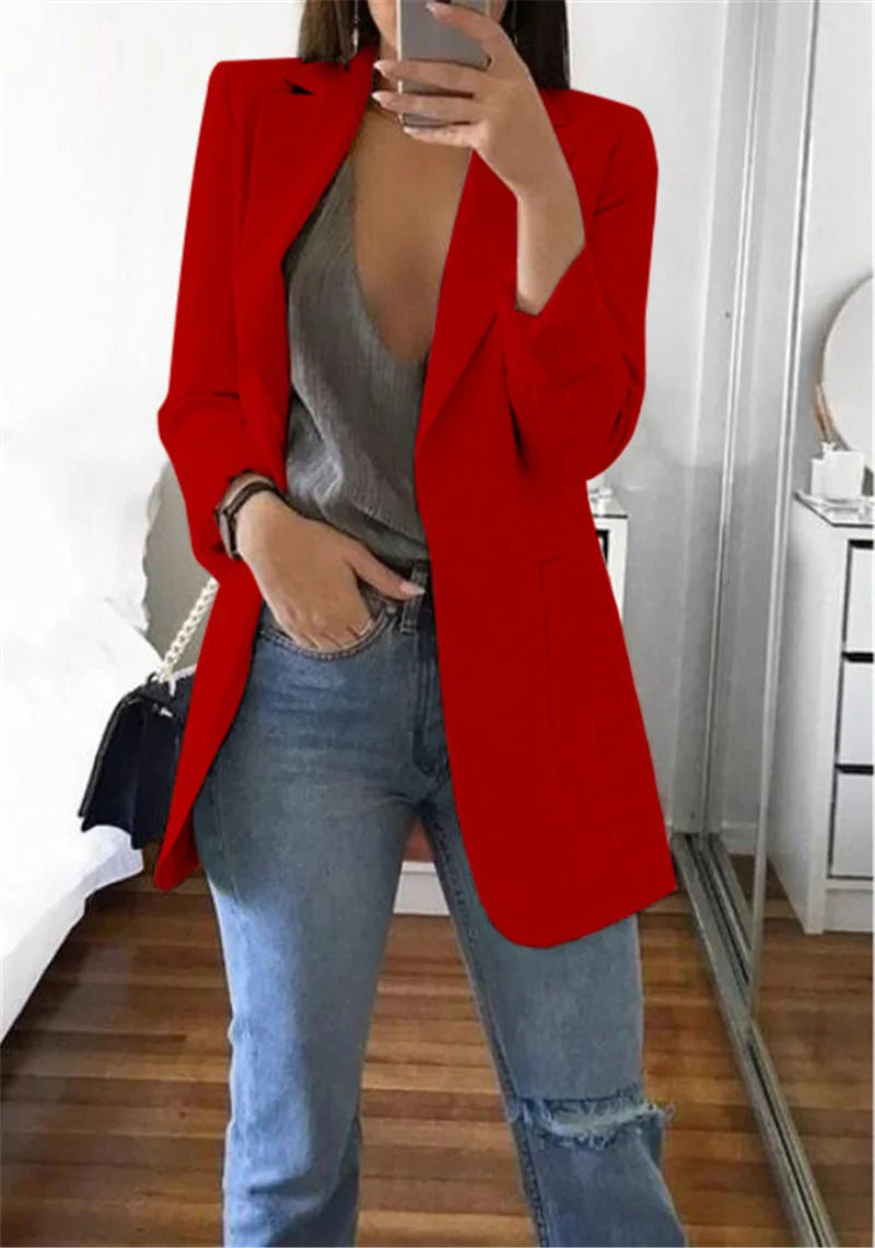Women's Business Casual Long Sleeve Suit - Red XL - Women - Apparel - Outerwear - Jackets - Milvertons
