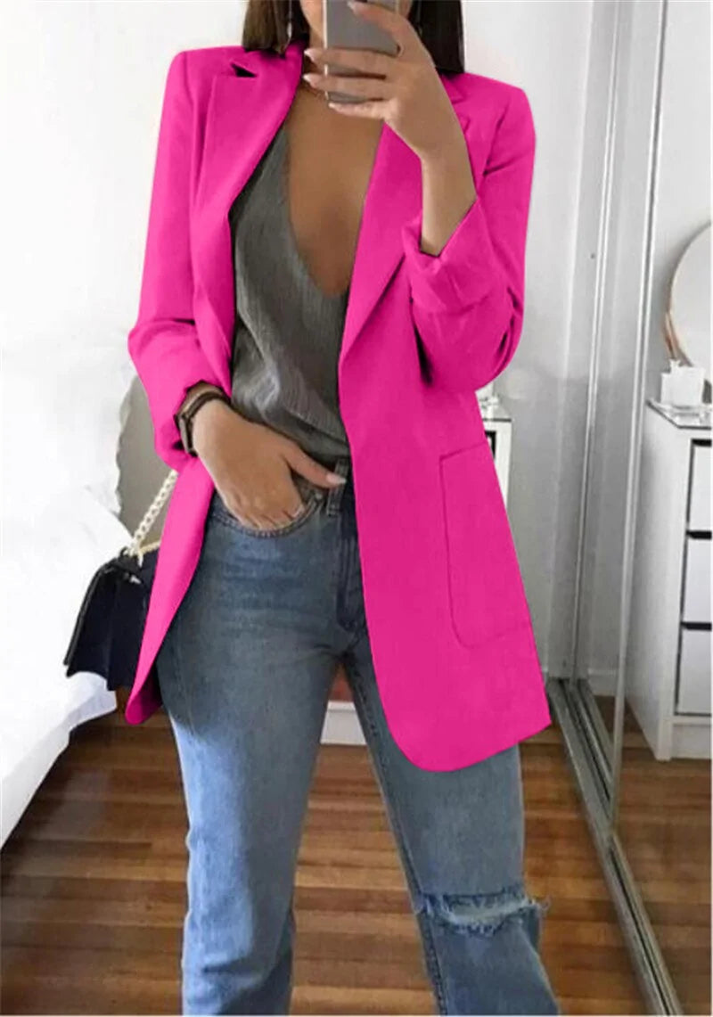 Women's Business Casual Long Sleeve Suit - Rose Red 2XL - Women - Apparel - Outerwear - Jackets - Milvertons