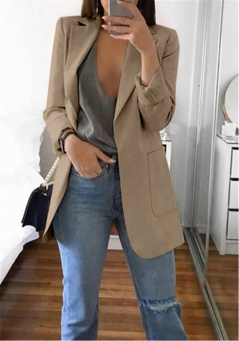 Women's Business Casual Long Sleeve Suit - Khaki M - Women - Apparel - Outerwear - Jackets - Milvertons