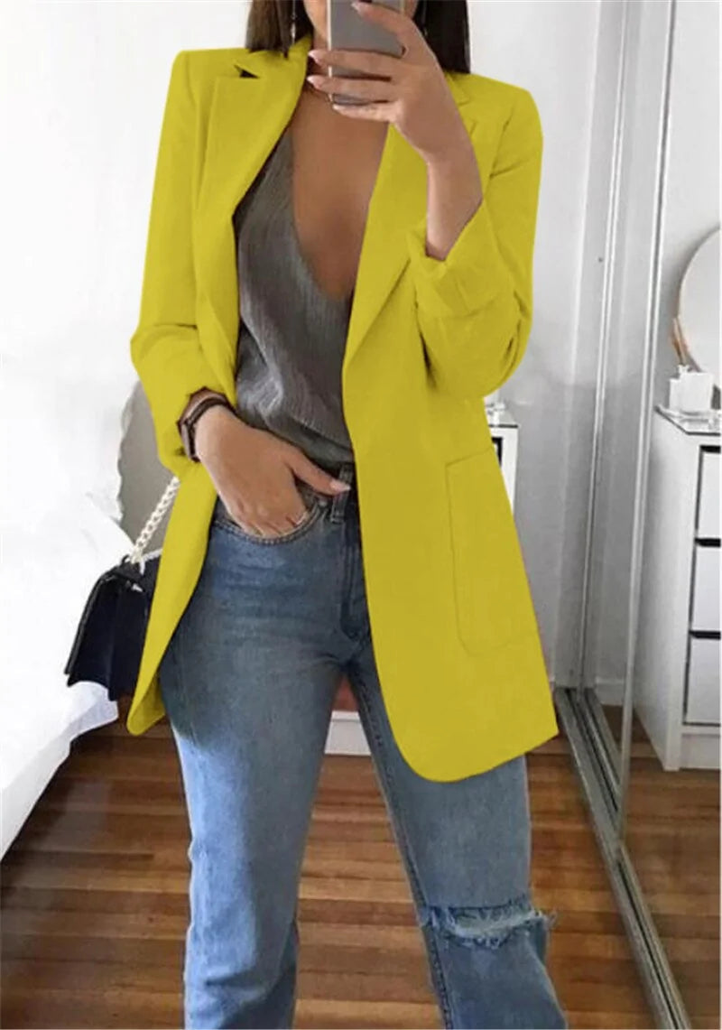 Women's Business Casual Long Sleeve Suit - Yellow S - Women - Apparel - Outerwear - Jackets - Milvertons