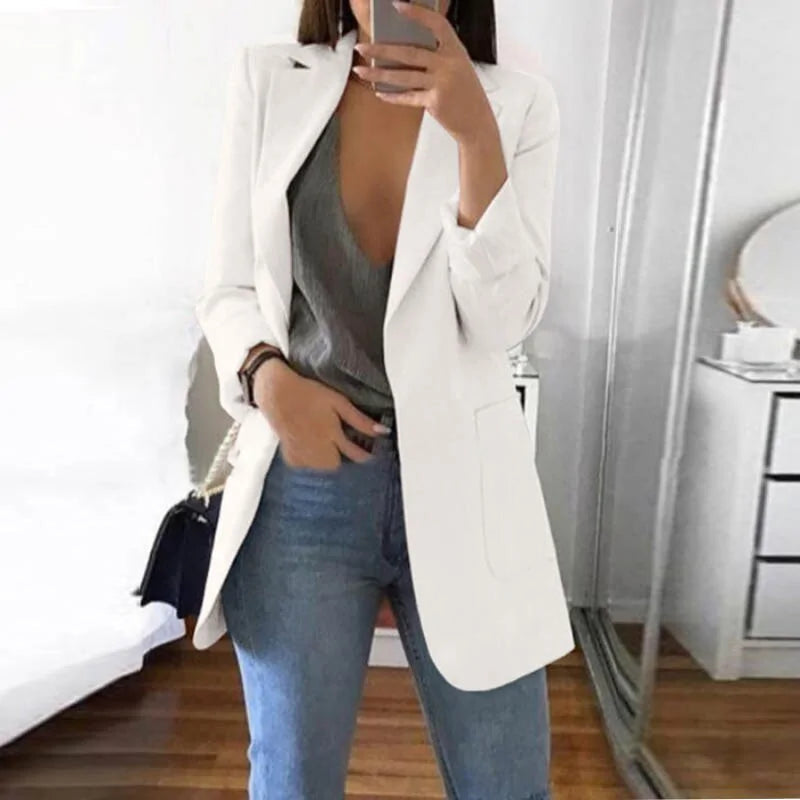 Women's Business Casual Long Sleeve Suit - White L - Women - Apparel - Outerwear - Jackets - Milvertons