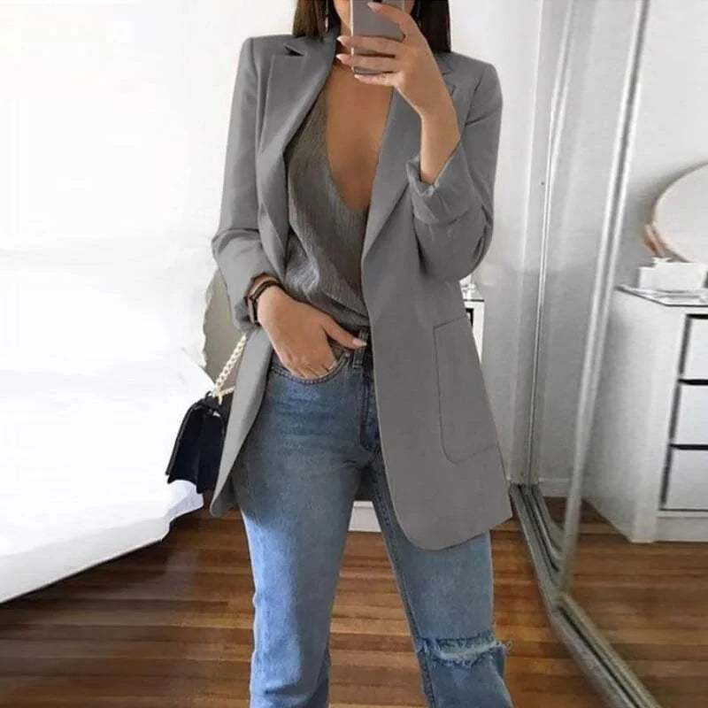 Women's Business Casual Long Sleeve Suit - Gray S - Women - Apparel - Outerwear - Jackets - Milvertons