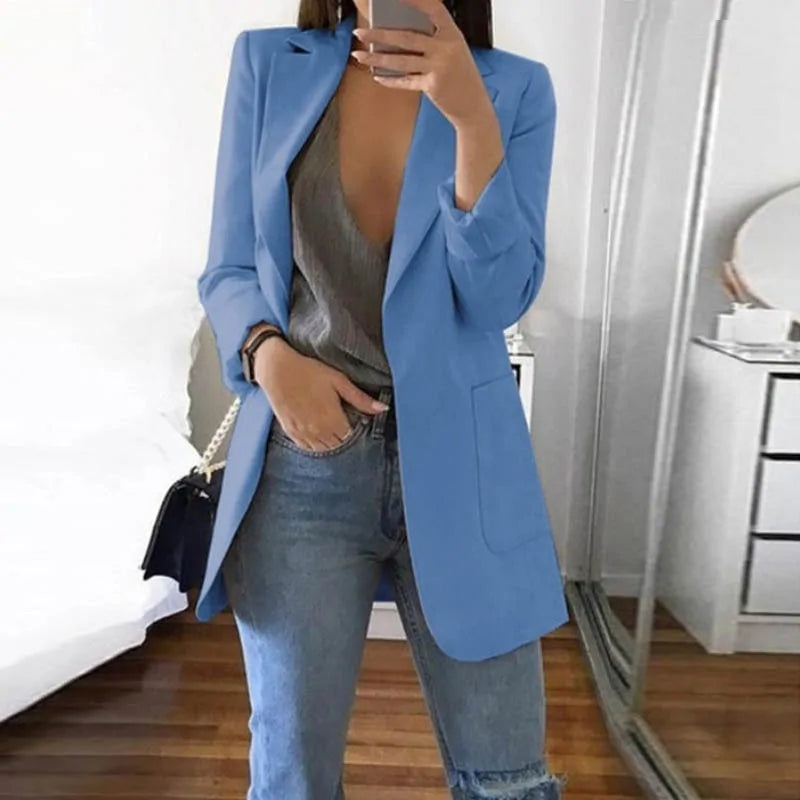Women's Business Casual Long Sleeve Suit - Blue L - Women - Apparel - Outerwear - Jackets - Milvertons