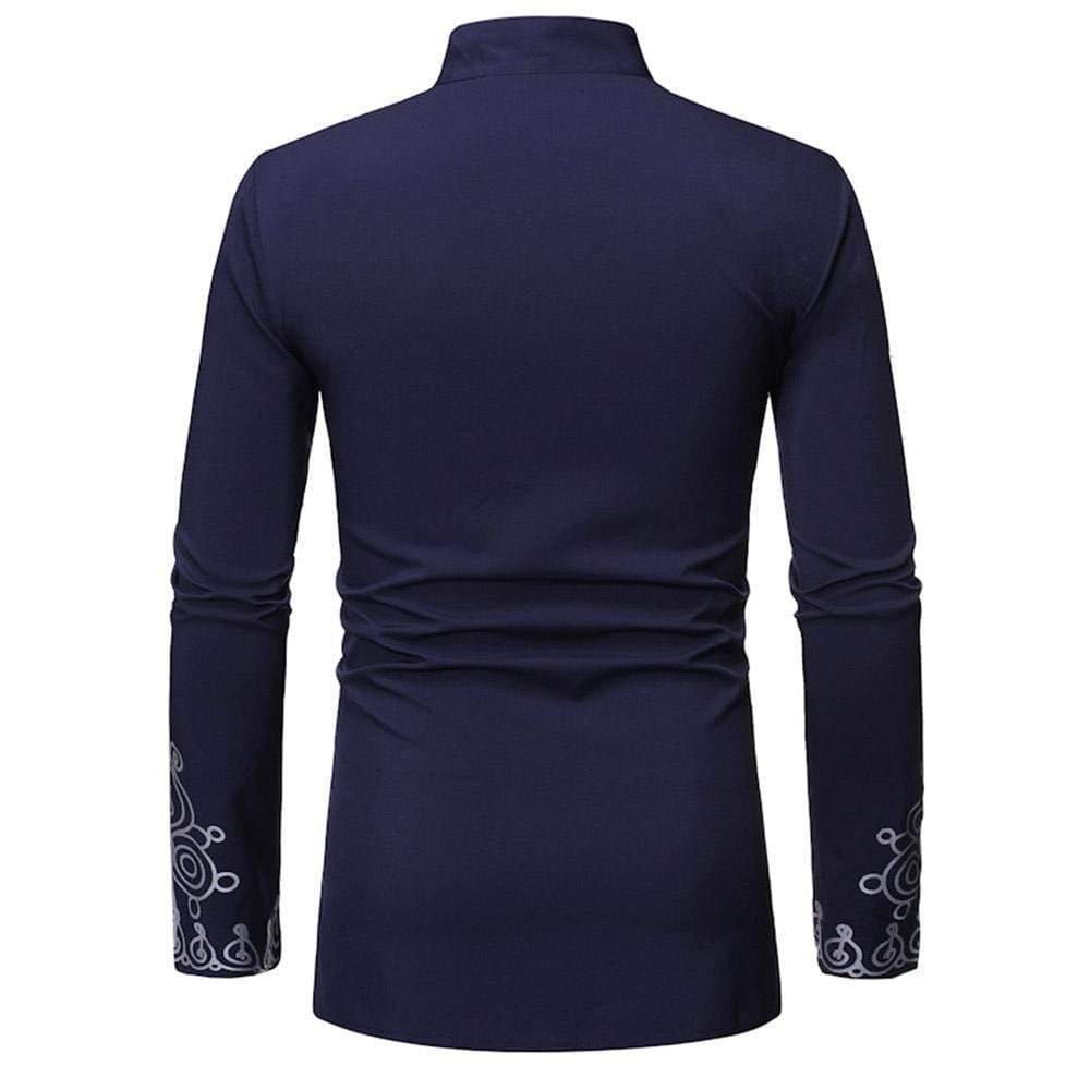 African Style Men's Shirt African Clothing Stand Collar Long Sleeve T Shirt Men African Dashiki Traditional Maxi Man Shirt Tops - - Men - Apparel - Milvertons