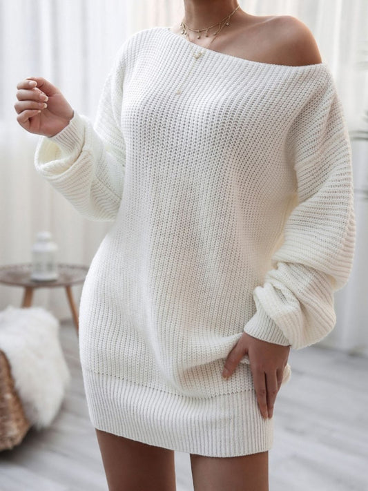 Balloon Sleeve Boat Neck Sweater Mini Dress, Knit - - Women - Apparel - Dresses - Day to Night - Milvertons