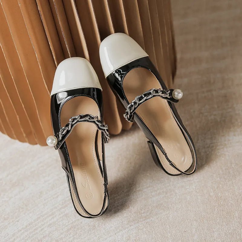 Contrast Round Toe Block Heel Mary Jane Shoes - - Women - Shoes - Milvertons