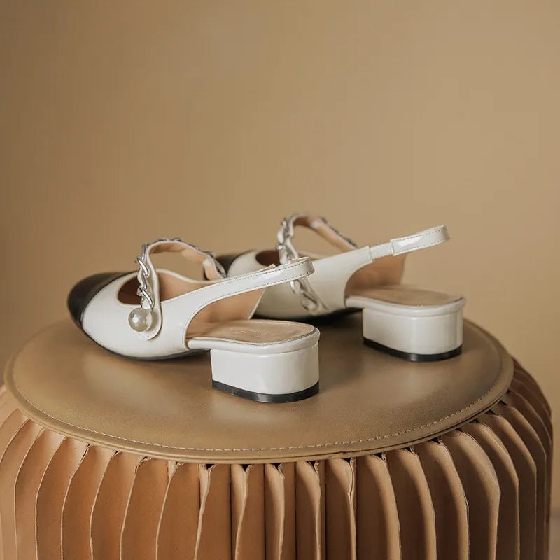Contrast Round Toe Block Heel Mary Jane Shoes - - Women - Shoes - Milvertons