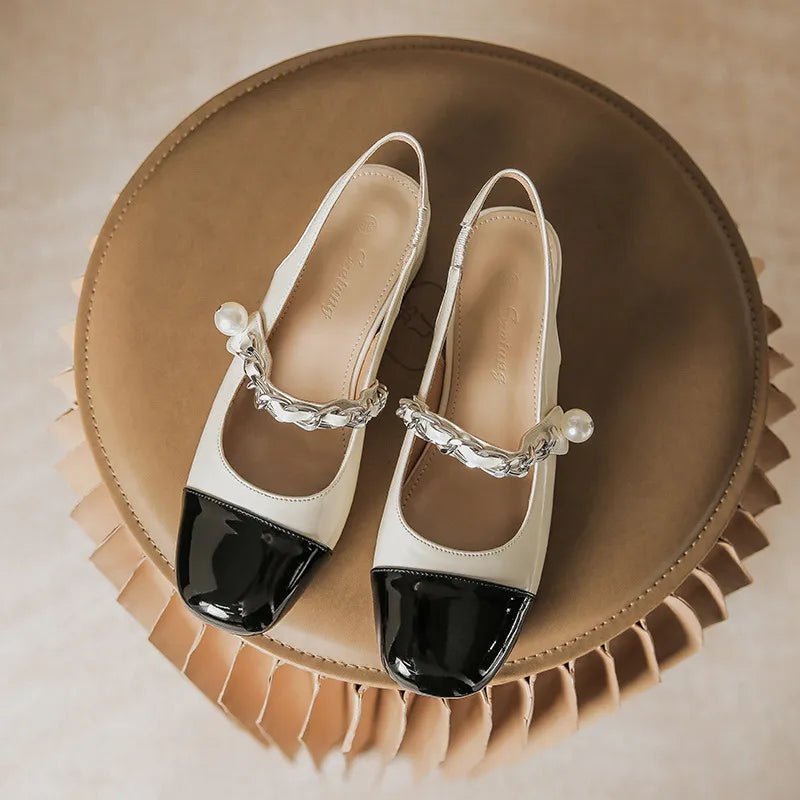 Contrast Round Toe Block Heel Mary Jane Shoes - - Women - Shoes - Milvertons