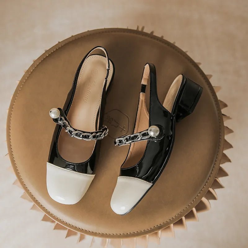 Contrast Round Toe Block Heel Mary Jane Shoes - - Women - Shoes - Milvertons