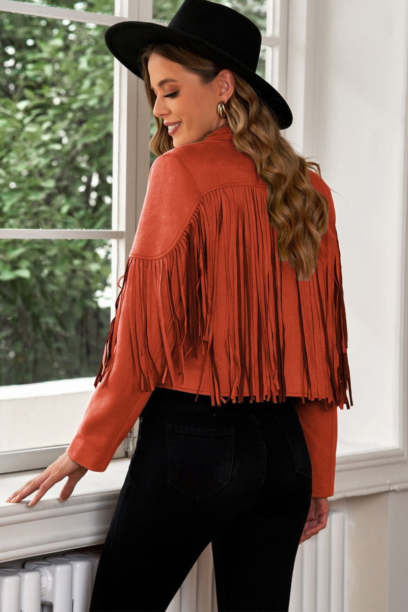 Cropped Blazer with Fringe Trim and Lapel Collar Detail - - Women - Apparel - Outerwear - Jackets - Milvertons