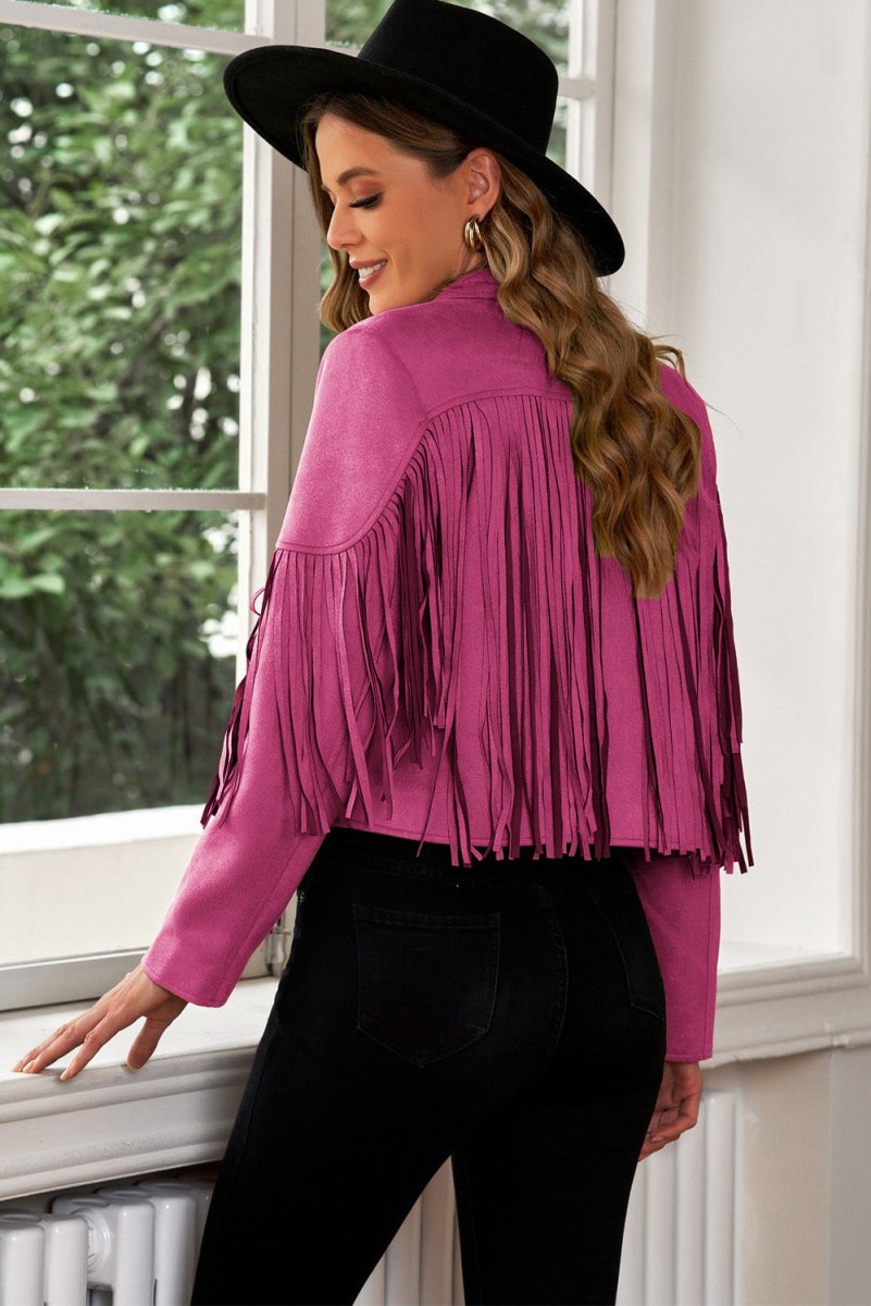 Cropped Blazer with Fringe Trim and Lapel Collar Detail - - Women - Apparel - Outerwear - Jackets - Milvertons
