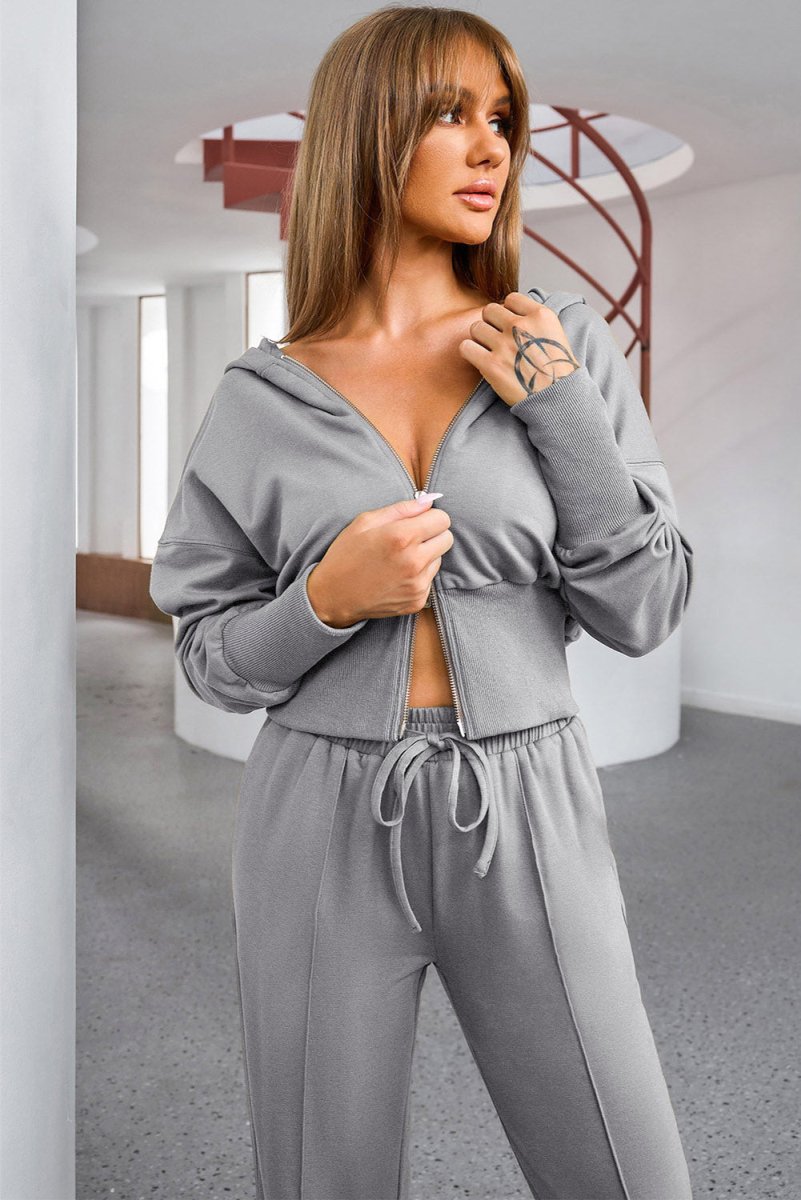 Drop Shoulder Hoodie & Drawstring Pants - Comfy Active Set - - Women - Apparel - Clothing - Outfit Sets - Milvertons