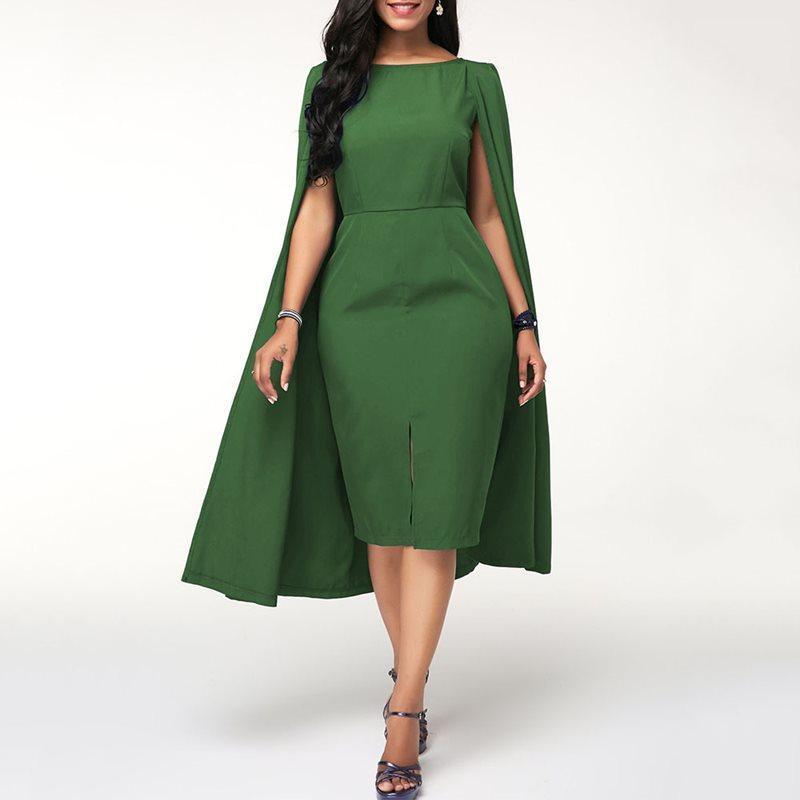 Elegant Vintage Midi Dress Office Lady African Woman Party - Milvertons Elegant Vintage Midi Dress Office Lady African Woman Party - Milvertons
