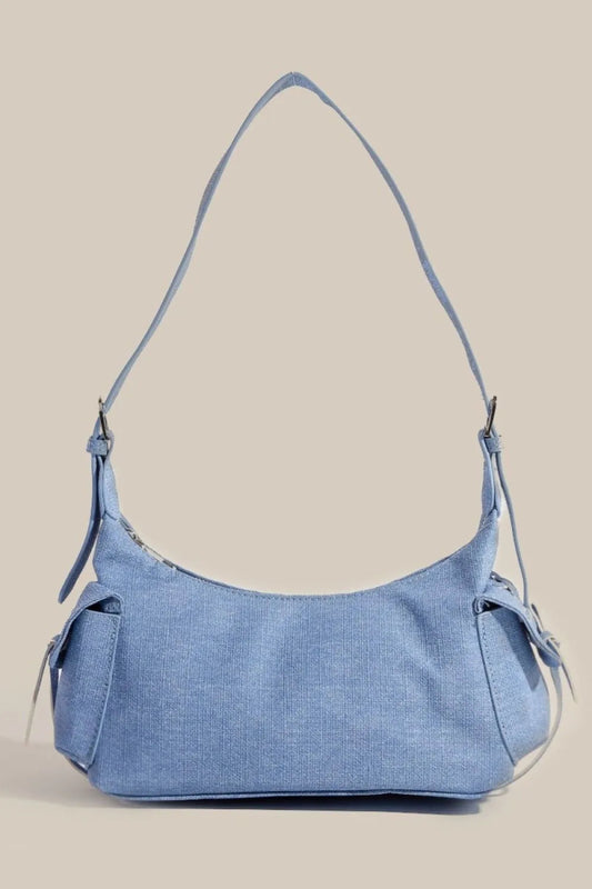 Fame Braided Accent Double Pocket Shoulder Bag - Dusty Blue One Size - Women - Bags - Milvertons