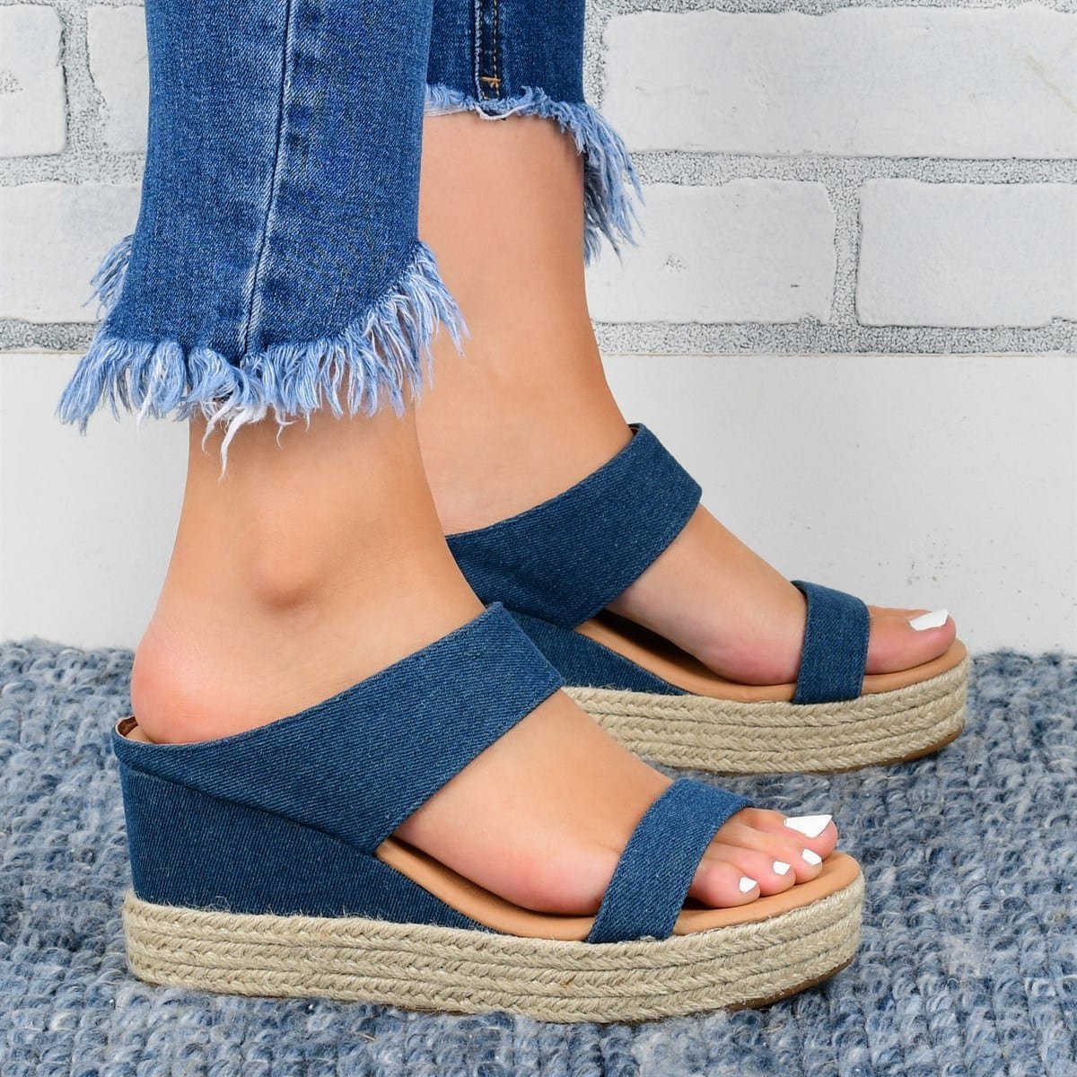 Hemp Wedge Heel Slippers – Casual Sandals for Women
