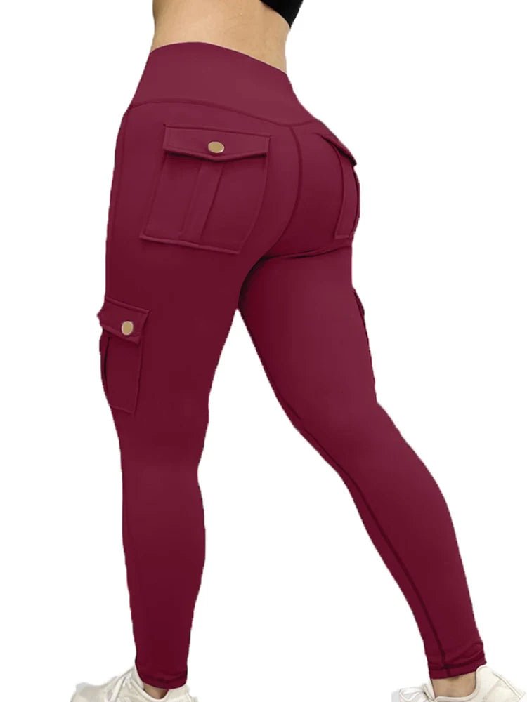 High-Waist Gym Leggings with Pockets – Stretchy, Comfortable - Red - Women - Apparel - Clothing - Pants - Milvertons