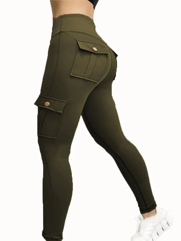 High-Waist Gym Leggings with Pockets – Stretchy, Comfortable - Green - Women - Apparel - Clothing - Pants - Milvertons