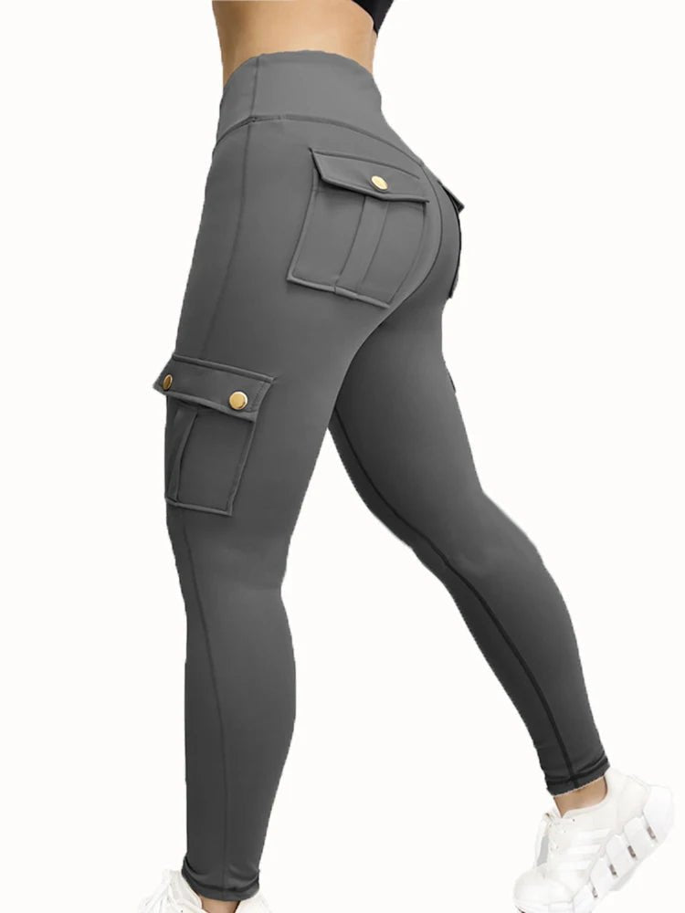 High-Waist Gym Leggings with Pockets – Stretchy, Comfortable - Grey - Women - Apparel - Clothing - Pants - Milvertons