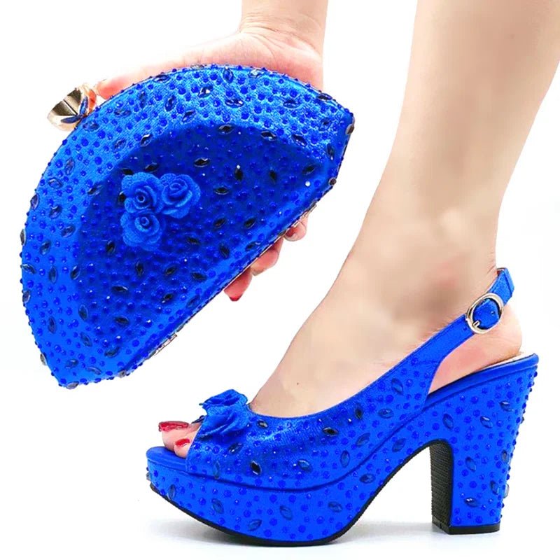 Italian Design Rhinestone Shoes and Matching Bag for Weddings - - Women - Shoes - Milvertons