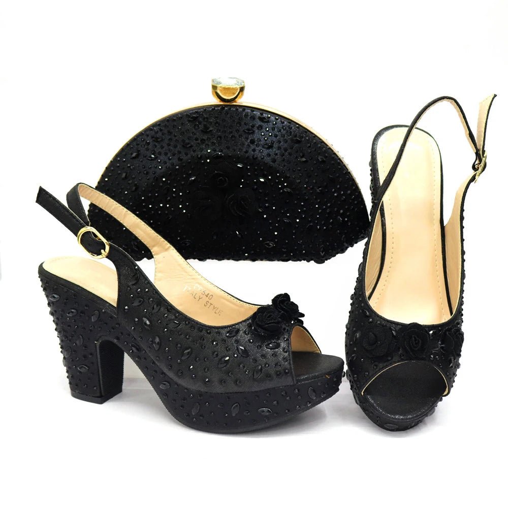 Italian Design Rhinestone Shoes and Matching Bag for Weddings - - Women - Shoes - Milvertons
