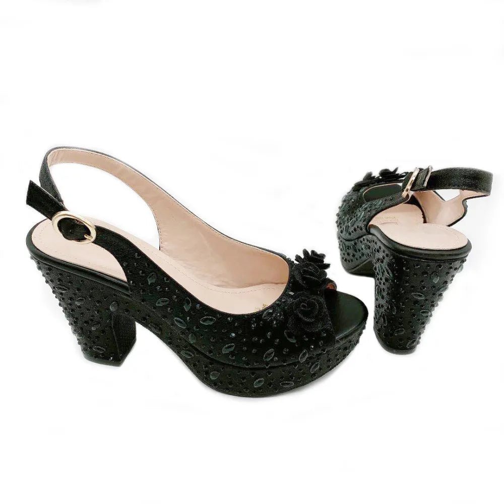 Italian Design Rhinestone Shoes and Matching Bag for Weddings - - Women - Shoes - Milvertons
