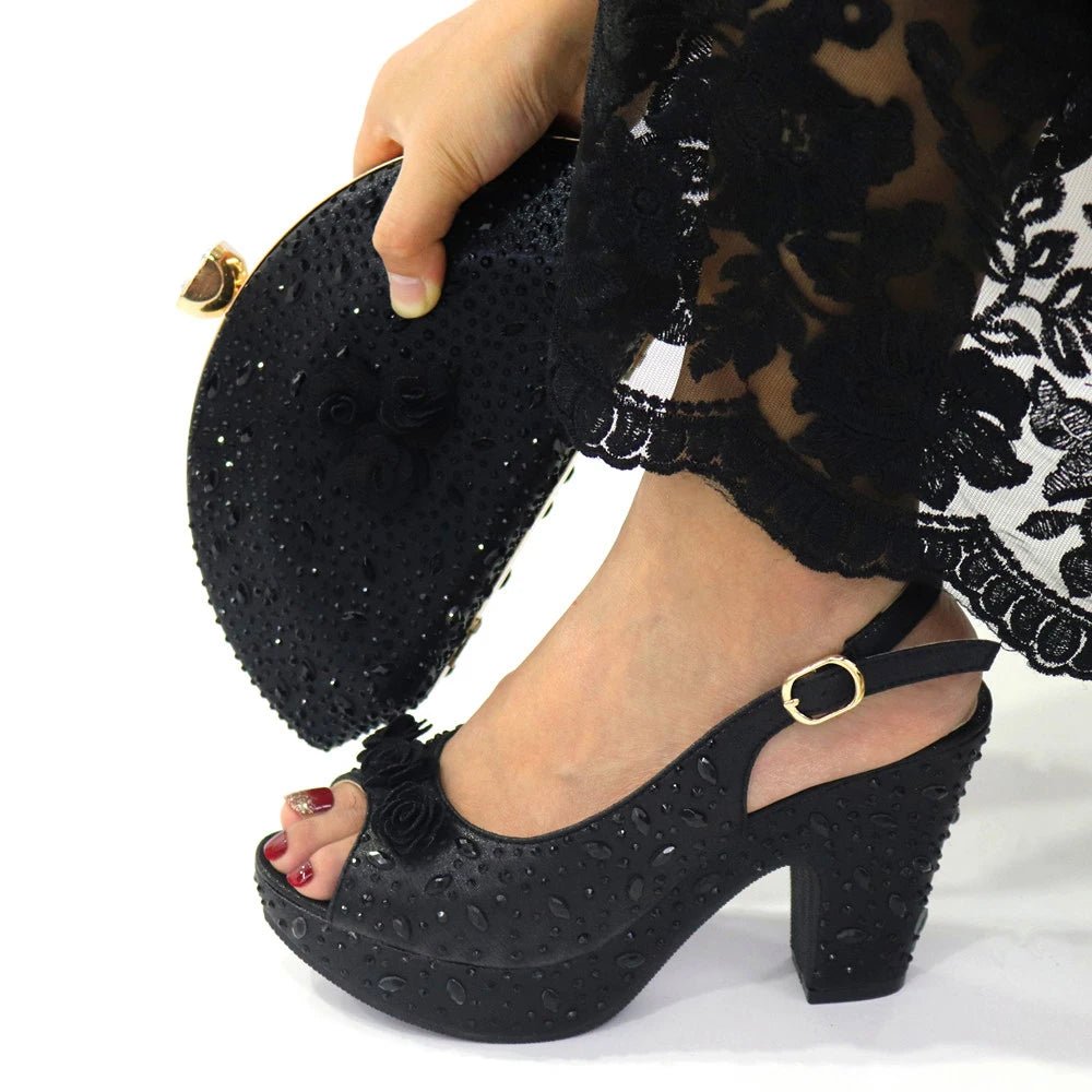Italian Design Rhinestone Shoes and Matching Bag for Weddings - - Women - Shoes - Milvertons