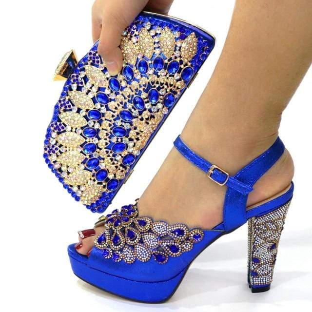 Italian Design Shoes with Matching Bag for Women - Royal Blue 43 - Women - Shoes - Milvertons