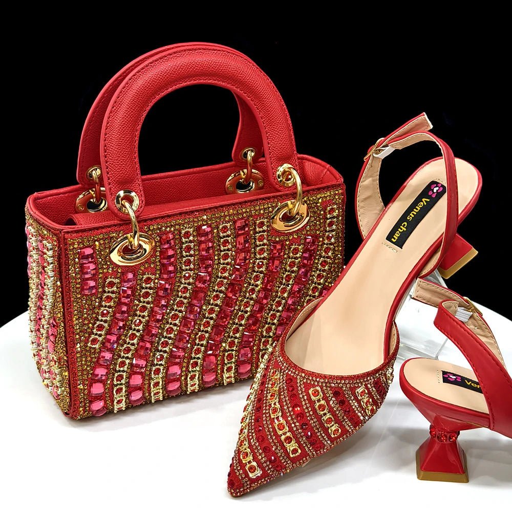 Italian Fashion Heels and Matching Bag Set – 2025 Edition - Red - Women - Shoes - Milvertons