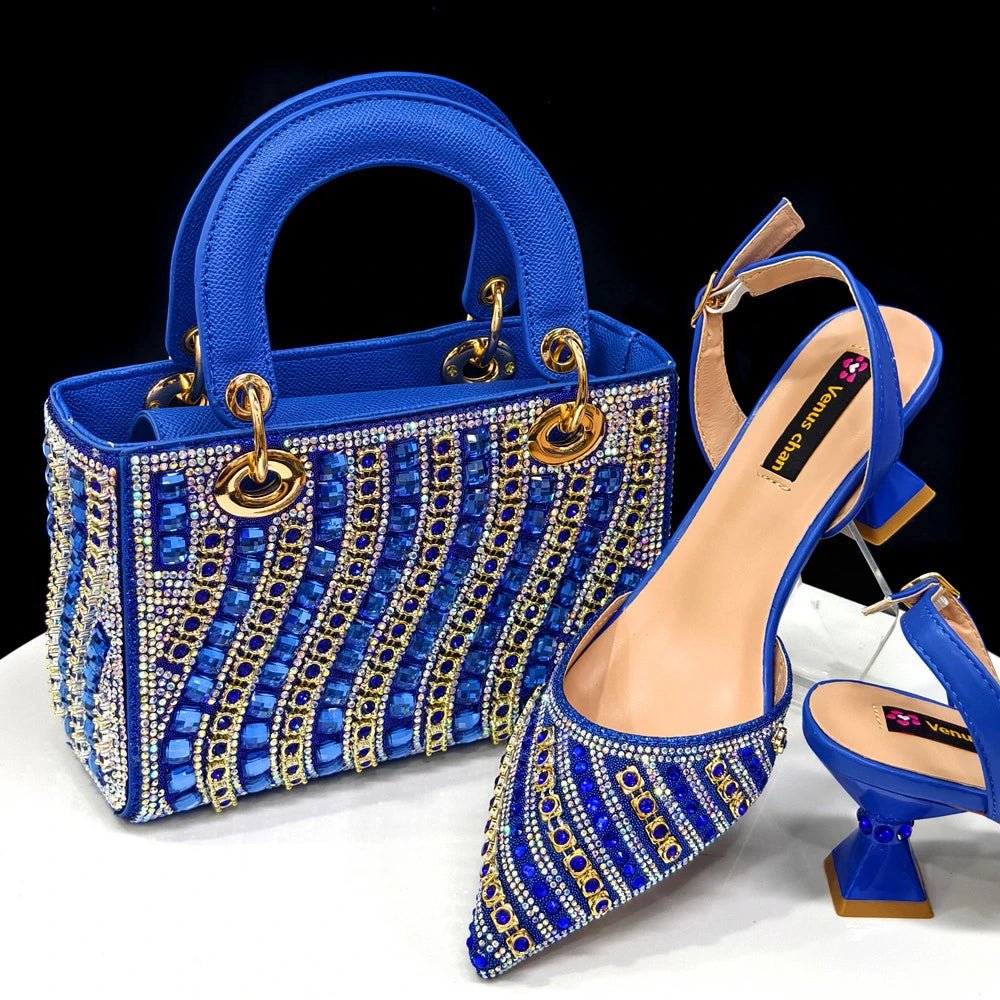 Italian Fashion Heels and Matching Bag Set – 2025 Edition - Blue - Women - Shoes - Milvertons