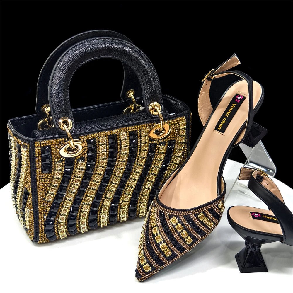 Italian Fashion Heels and Matching Bag Set – 2025 Edition - Black - Women - Shoes - Milvertons