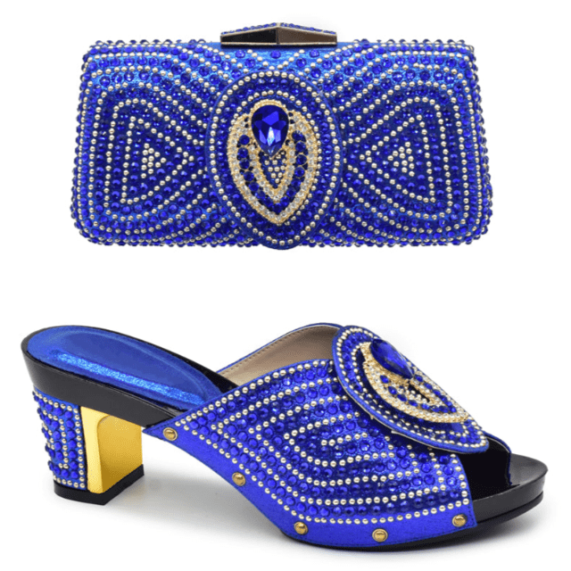 Italian Ladies Heeled Sandals and Matching Bag - Party Pumps - Blue - Women - Shoes - Milvertons