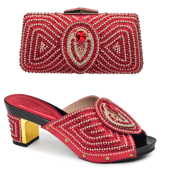 Italian Ladies Heeled Sandals and Matching Bag - Party Pumps - Red - Women - Shoes - Milvertons