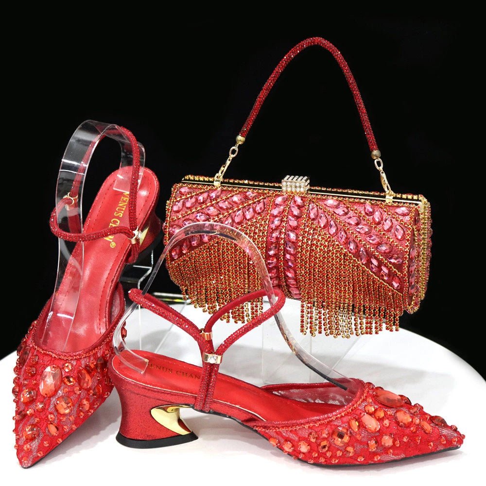 Bridal Shoes Red Shoes And Matching Clutch Bag Italian Pointed