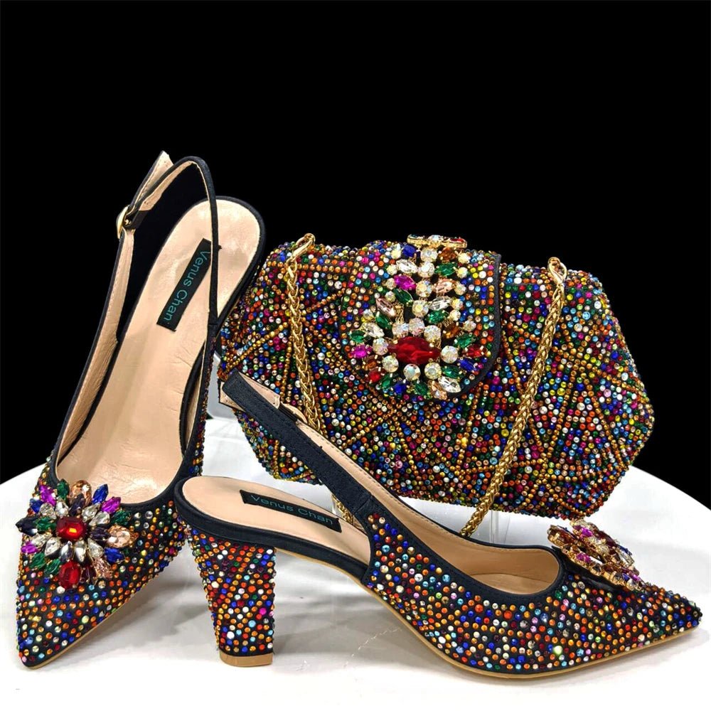 Italian Rhinestone Heel & Clutch Bag Set for Women - Multi - Women - Shoes - Milvertons