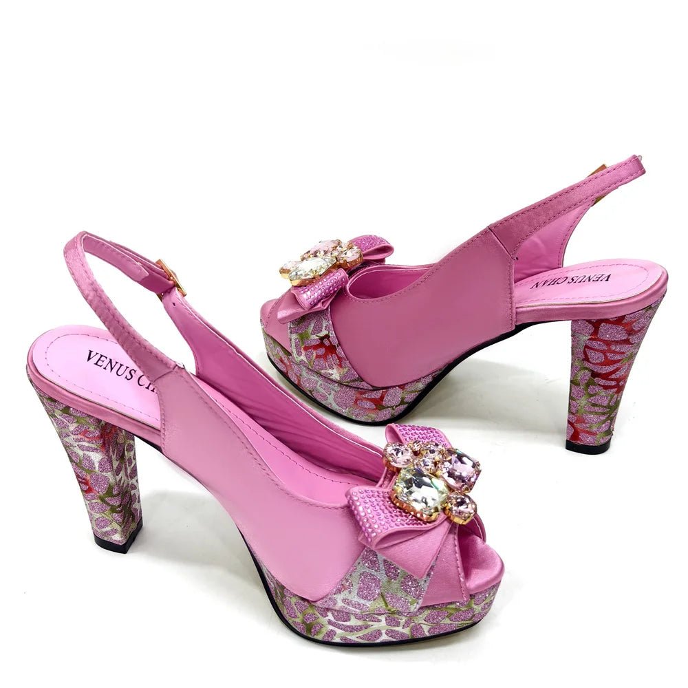 Italian Rhinestone Heels & Bag Set for African Women's Party - - Women - Shoes - Milvertons