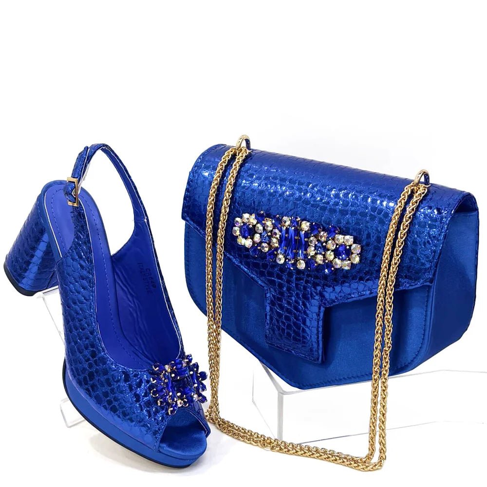 Italian Rhinestone Party Shoes & Bag – 2024 Italian Style - Blue - Women - Shoes - Milvertons