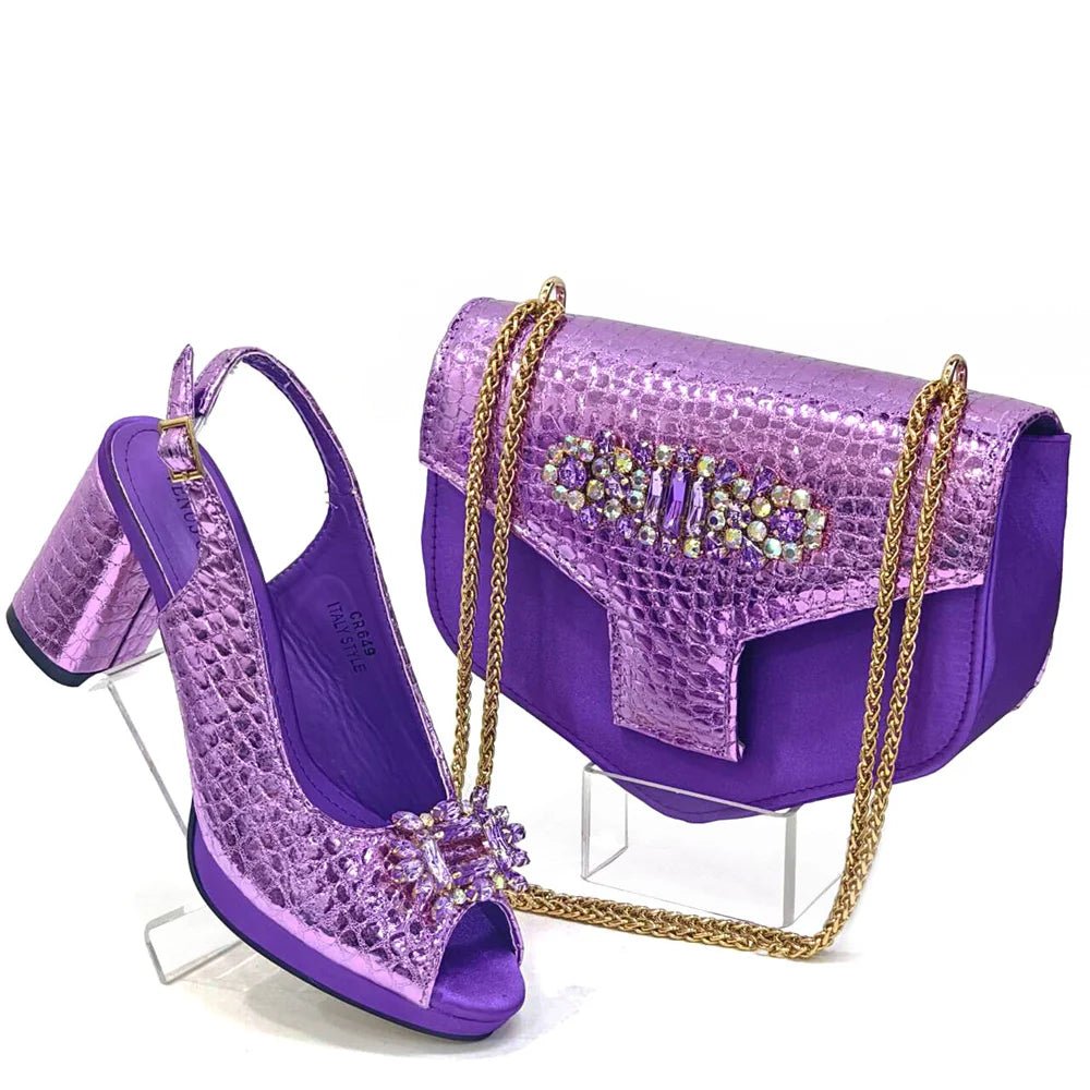 Italian Rhinestone Party Shoes & Bag – 2024 Italian Style - Purple - Women - Shoes - Milvertons