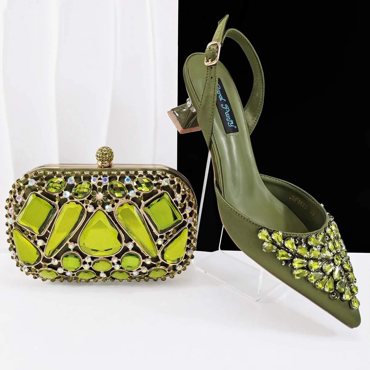 Italian Rhinestone Shoes & Handbag Set – Bridal Designer - Olive - Women - Shoes - Milvertons