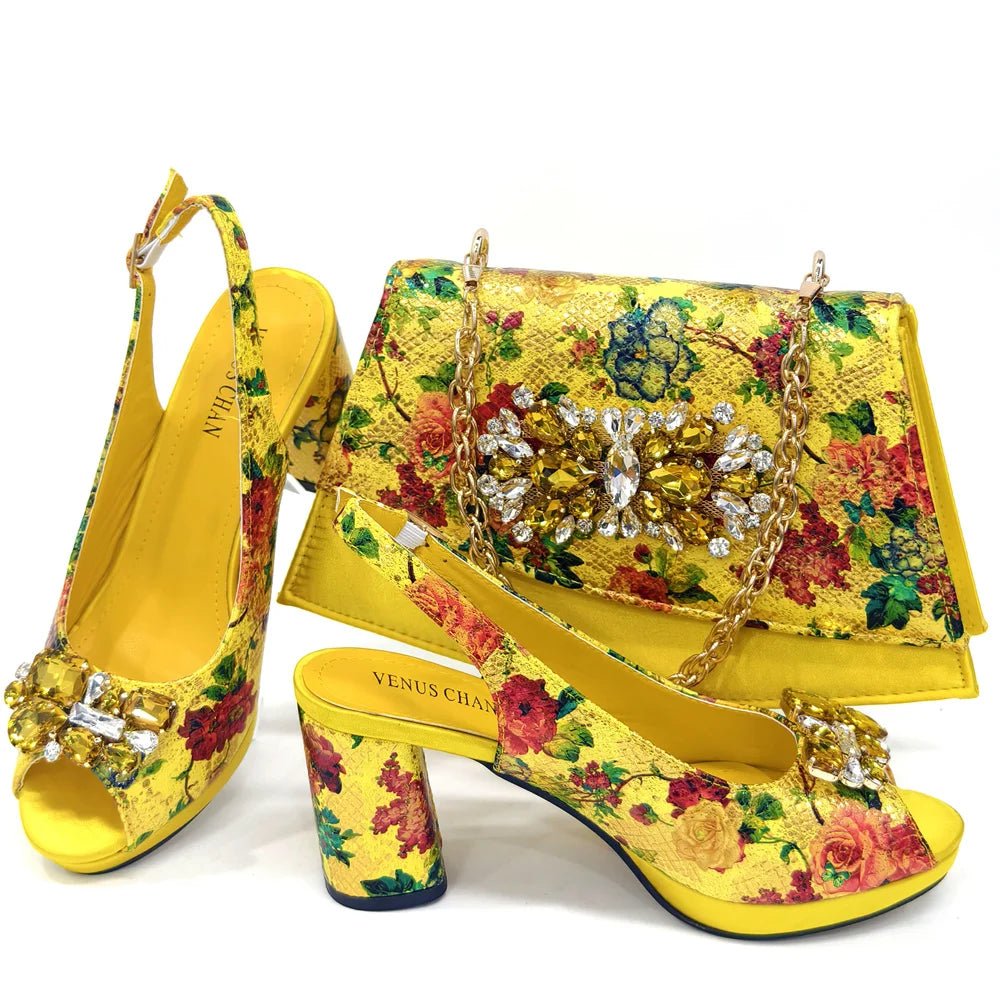 Italian Sandals & Bag Set for Women – Wedding Heels - Yellow - Women - Shoes - Milvertons