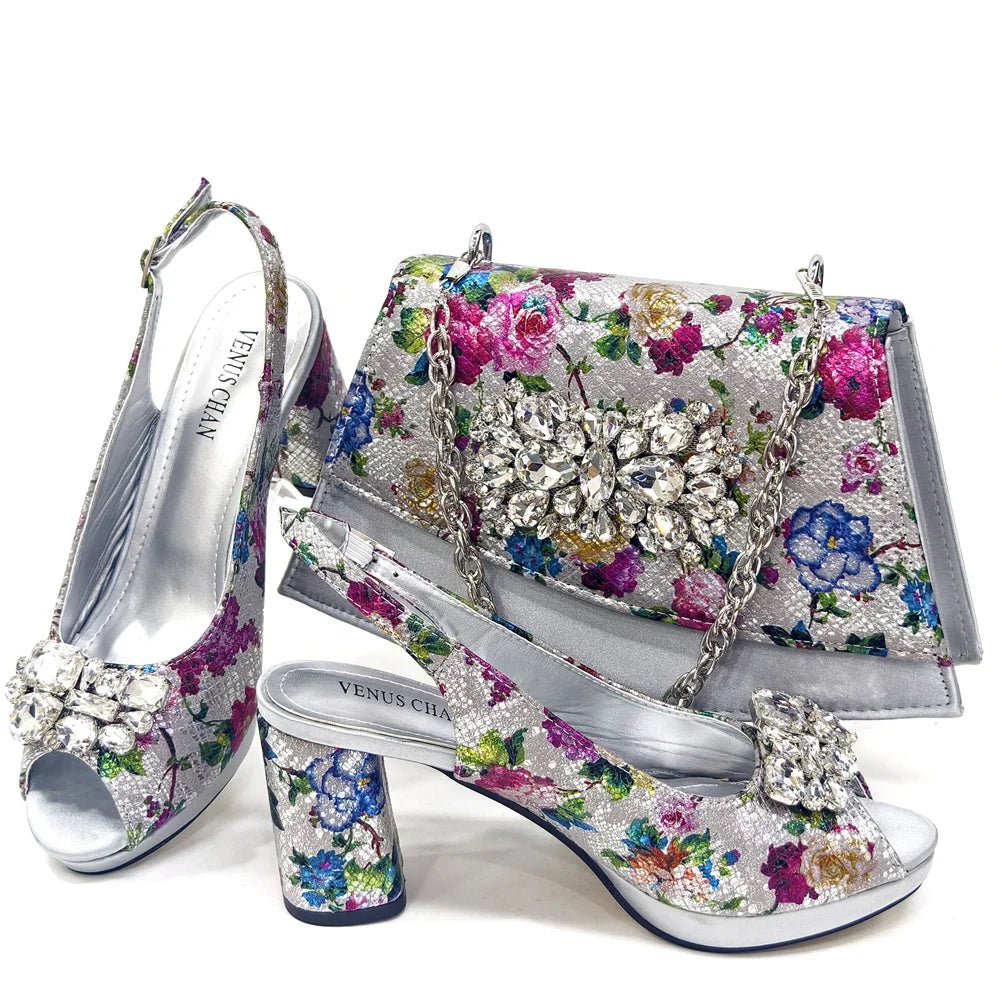 Italian Sandals & Bag Set for Women – Wedding Heels - Silver - Women - Shoes - Milvertons
