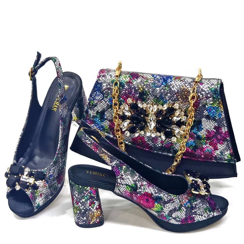 Italian Sandals & Bag Set for Women – Wedding Heels - black - Women - Shoes - Milvertons