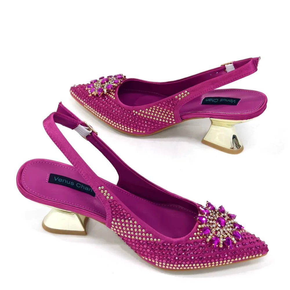 Italian Shoes and Bag Set 2024 – Rhinestone High Heels - - Women - Shoes - Milvertons