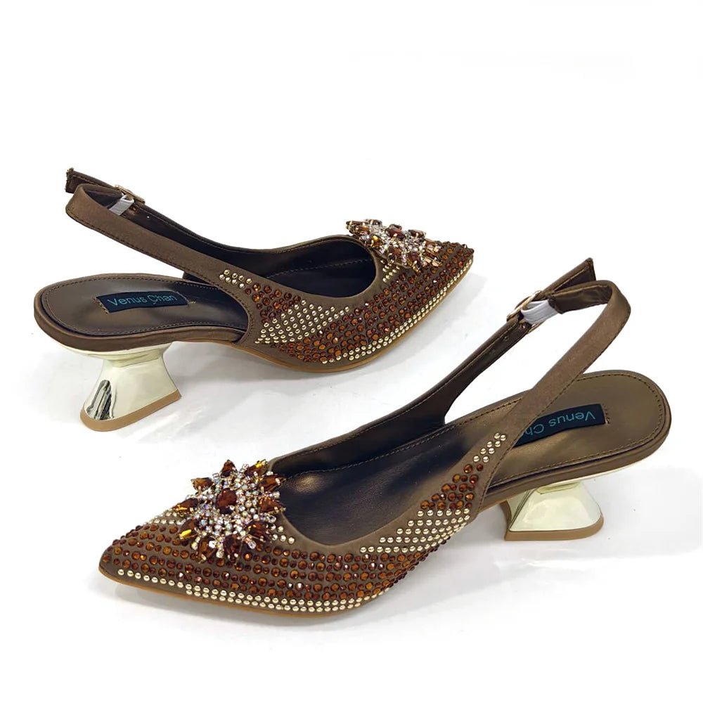 Italian Shoes and Bag Set 2024 – Rhinestone High Heels - - Women - Shoes - Milvertons