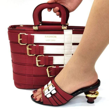 Italian Shoes and Matching Fashion Lady Bag for Weddings, Parties - Wine red 42 - Women - Shoes - Milvertons