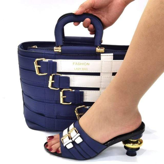 Italian Shoes and Matching Fashion Lady Bag for Weddings, Parties - Blue - Women - Shoes - Milvertons