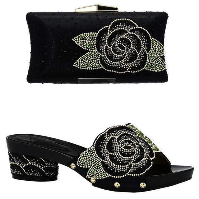 Latest Italian Design Shoes with Matching Bag Decorated with Rhinestones - - Women - Shoes - Milvertons